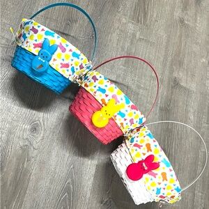 Peeps Easter Bunny Woven Basket - Blue, Pink, White pk 3 X-Large easter decor